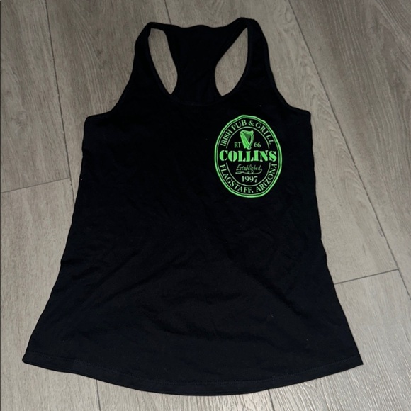 Tops - Black Tank Top with Green Collin Irish pub and grill tank